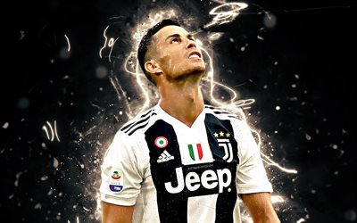 Cristiano Ronaldo, fan art, portuguese footballers, Juventus FC, abstract art, soccer, CR7 Juve, Bianconeri, Serie A, Ronaldo, CR7, neon lights