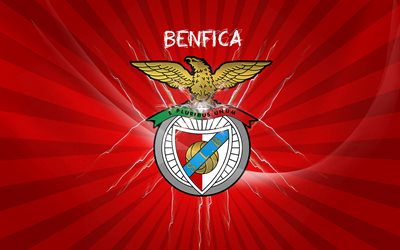 Benfica FC, fan art, logo, Portugal, Primeira Liga, red background, soccer, SL Benfica, Portuguese football club
