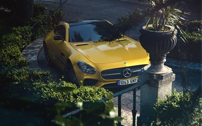 4k, Mercedes-Benz AMG GT, parking, 2018 cars, supercars, german cars, Mercedes