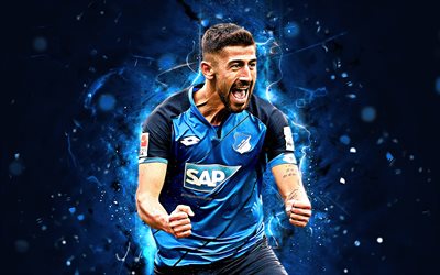 Kerem Demirbay, abstract art, german footballers, TSG 1899 Hoffenheim FC, soccer, Demirbay, Bundesliga, football, neon lights