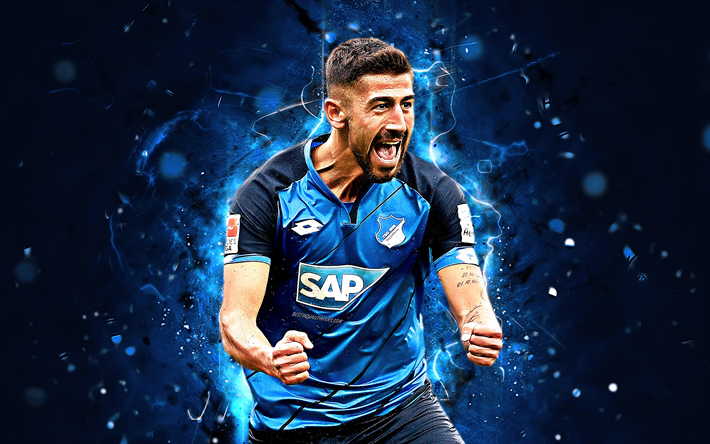 Kerem Demirbay, soyut sanat, Alman futbolcular, TSG 1899 Hoffenheim, FC, futbol, Demirbay, Bundesliga, neon ışıkları