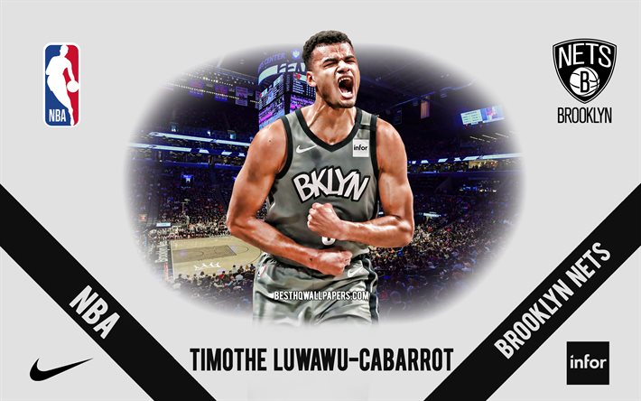 Timothe Luwawu-Cabarrot, Brooklyn Nets, joueur de basket fran&#231;ais, NBA, portrait, USA, basket-ball, Barclays Center, logo Brooklyn Nets