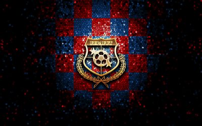Panamanian football team, glitter logo, CONCACAF, North America, red blue checkered background, mosaic art, soccer, Panama National Football Team, FEPAFUT logo, football, Panama