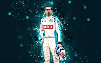 Nicholas Latifi, 2020, 4k, Williams Racing, kanadalı yarış pilotları, Formula 1, mavi neon ışıkları, F1 2020