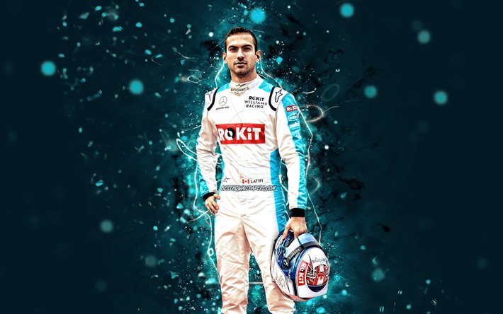 ニコラス・ラティフィ, 2020, 4k, ウィリアムズレーシング, カナダのレーシングドライバー, フォーミュラ1, 青いネオン, F1 2020