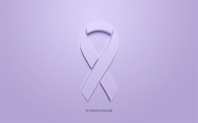 Esophageal Cancer ribbon, creative 3D logo, purple 3d ribbon, Esophageal Cancer Awareness ribbon, Esophageal Cancer, purple background, Cancer ribbons, Awareness ribbons