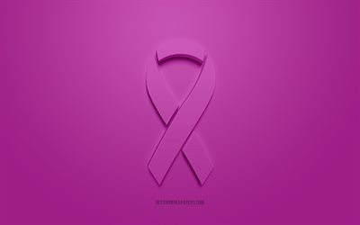 Honors Caregivers Cancer ribbon, creative 3D logo, purple 3d ribbon, Honors Caregivers Cancer Awareness ribbon, Honors Caregivers Cancer, purple background, Cancer ribbons, Awareness ribbons