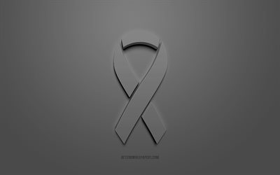 Melanoma Cancer ribbon, black 3d ribbon, Melanoma Cancer Awareness ribbon, Melanoma Cancer, black background, Cancer ribbons, Awareness ribbons