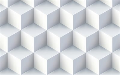 white cubes, creative, 3D cubes texture, white backgrounds, square textures, abstract backgrounds