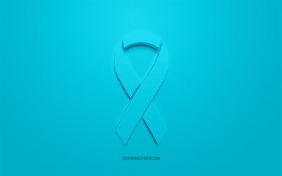Prostate Cancer ribbon, blue 3d ribbon, Prostate Cancer Awareness ribbon, Prostate Cancer, blue background, Cancer ribbons, Awareness ribbons