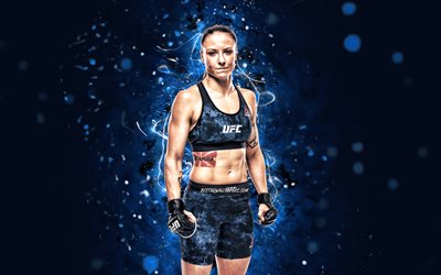 Nina Ansaroff, 4k, blue neon lights, american fighters, MMA, UFC, female fighters, Mixed martial arts, Nina Ansaroff 4K, UFC fighters, MMA fighters