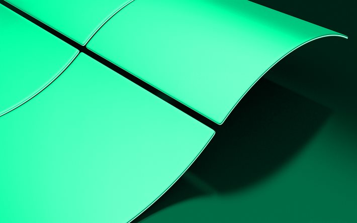 緑のウィンドウのロゴ, クリエイティブグリーンの背景, 緑のウィンドウエンブレム, 緑のウィンドウの背景, 3Dアート, Windowsロゴ, Windows