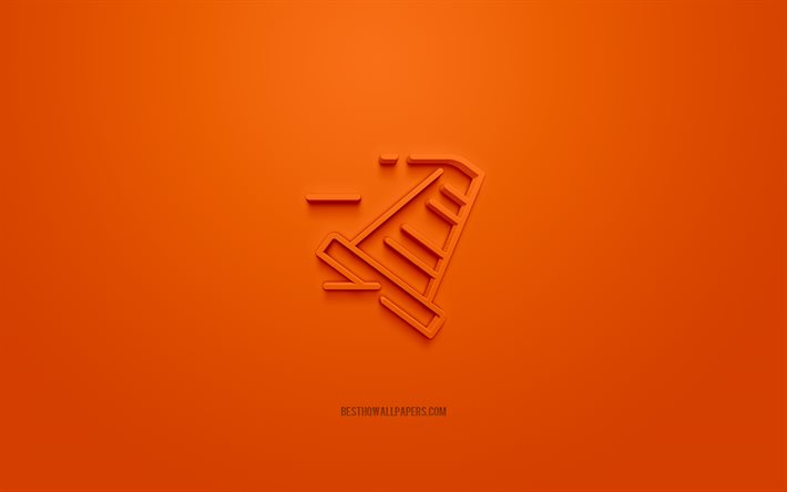 رمز مخروط حركة المرور 3d, خلفية برتقالية, رموز ثلاثية الأبعاد, المخروط المرورى, الفن الإبداعي 3D, أيقونات ثلاثية الأبعاد, لافتة مرورية, حركة المرور 3d الرموز