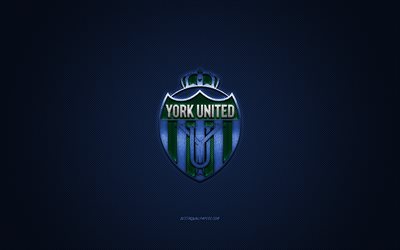 York United FC, Canadian soccer club, ECHL, blue logo, blue carbon fiber background, Canadian Premier League, soccer, Ontario, Canada, York United FC logo