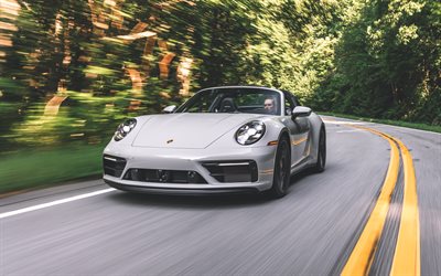 Porsche 911 Targa 4 GTS, 4k, highway, 2022 cars, supercars, 2022 Porsche 911 Targa 4 GTS, german cars, Porsche