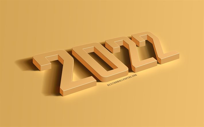 2022 New Year, golden 3d letters, 2022 3d golden background, Happy New Year, 2022 concepts, 2022 3d background