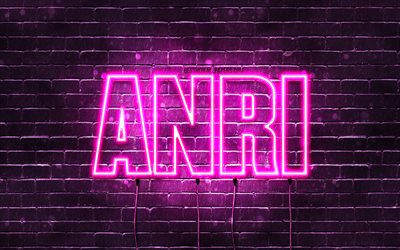 Buon Compleanno Anri, 4k, luci al neon rosa, nome Anri, creativo, Compleanno Anri, nomi femminili giapponesi popolari, foto con nome Anri, Anri