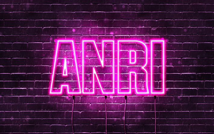 Buon Compleanno Anri, 4k, luci al neon rosa, nome Anri, creativo, Compleanno Anri, nomi femminili giapponesi popolari, foto con nome Anri, Anri