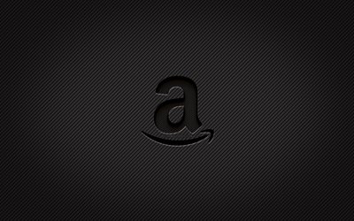 Amazon carbonio logo, 4k, arte grunge, sfondo carbonio, creativo, Amazon nero logo, marchi, Amazon logo, Amazon