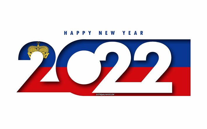 Feliz A&#241;o Nuevo 2022 Liechtenstein, fondo blanco, Liechtenstein 2022, Liechtenstein A&#241;o Nuevo 2022, 2022 conceptos, Liechtenstein