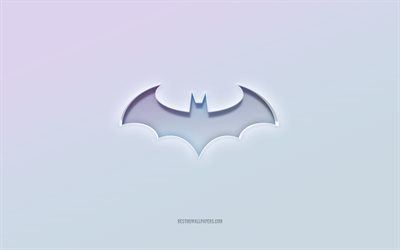 Batman logo, cut out 3d text, white background, Batman 3d logo, Batman emblem, Batman, embossed logo, Batman 3d emblem