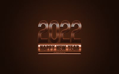 2022 New Year, 2022 bronze background, 2022 concepts, Happy New Year 2022, bronze carbon texture, bronze background