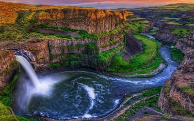 Palouse falls, Kanyon, u&#231;urum, nehir, Washington, USA, Amerika