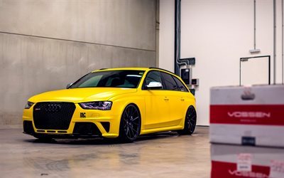 Audi RS4 Avant, tuning, sportcars, garage, yellow audi