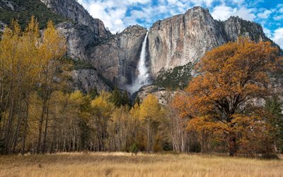 autumn, rock, mountain, forest, park, United States, Yosemite Valley, California