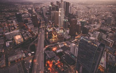 Los Angeles, USA, skyscrapers, roads