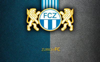 Zurich FC, 4k, Swiss football club, leather texture, Zurich logo, emblem, Swiss Super League, Zurich, Switzerland, football