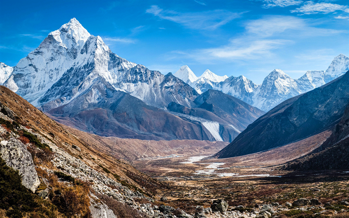 Ama Dablam, 4k, 山々, ネパール, アジア