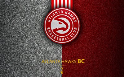 Atlanta Hawks, 4K, logo, basketbol kul&#252;b&#252;, NBA, basketbol, amblem, deri dokusu, Ulusal Basketbol Birliği, Atlanta, Georgia, ABD, G&#252;neydoğu B&#246;l&#252;m&#252;, Doğu Konferansı