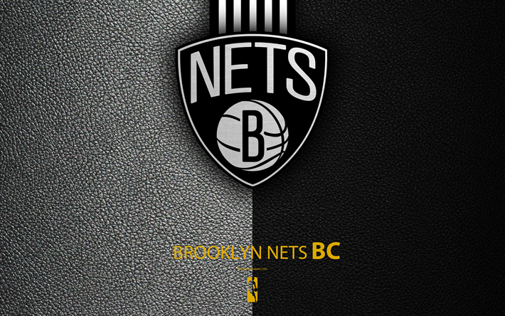 Brooklyn Nets, 4K, logo, basquete clube, NBA, basquete, emblema, textura de couro, Associa&#231;&#227;o Nacional De Basquete, Brooklyn, Nova York, EUA, Divis&#227;o Atl&#226;ntico, Confer&#234;ncia Leste