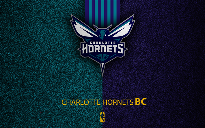 Charlotte Hornets, 4K, logo, basquete clube, NBA, basquete, emblema, textura de couro, Associa&#231;&#227;o Nacional De Basquete, Charlotte, Carolina Do Norte, EUA, Divis&#227;o Sudeste, Confer&#234;ncia Leste
