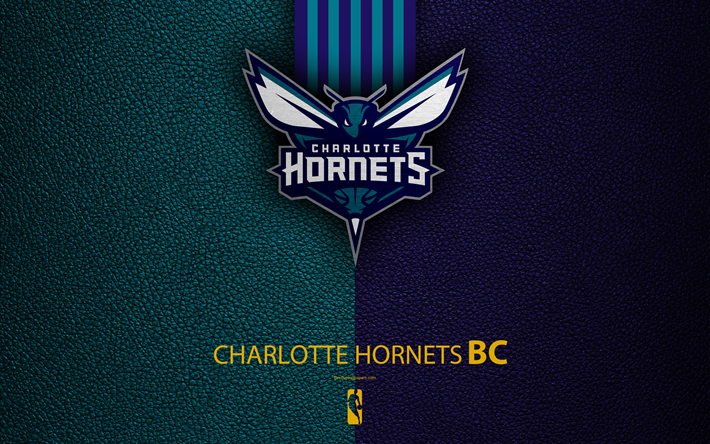 Charlotte Hornets, 4K, logo, basketball club, NBA, basketball, emblem, leather texture, National Basketball Association, Charlotte, North Carolina, USA, Southeast Division, Eastern Conference