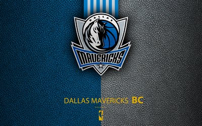 Dallas Mavericks, 4K, logo, club di pallacanestro, NBA, basket, emblema, texture in pelle, Associazione Nazionale di Basket, Dallas, Texas, USA, sud-ovest Divisione, la Western Conference