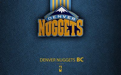 Denver Nuggets, 4K, logo, basketball club, NBA, basketball, emblem, leather texture, National Basketball Association, Denver, Colorado, USA, Northwest Division, Western Conference