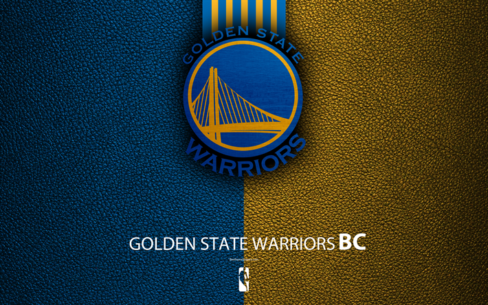 Golden State Warriors, 4K, logo, basketball club, NBA, basketball, emblem, leather texture, National Basketball Association, Auckland, California, USA, Pacific Division, Western Conference