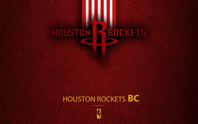 ヒューストン-ロケット, 4K, ロゴ, バスケットボール部, NBA, バスケット, エンブレム, 革の質感, 全国バスケットボール協会, ヒューストン, テキサス州, 米国, 南西部, 洋会議