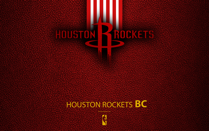 Houston Rockets, 4K, logo, basketbol kul&#252;b&#252;, NBA, basketbol, amblem, deri dokusu, Ulusal Basketbol Birliği, Houston, Teksas, ABD, G&#252;neybatı B&#246;l&#252;m&#252;, Batı Konferansı