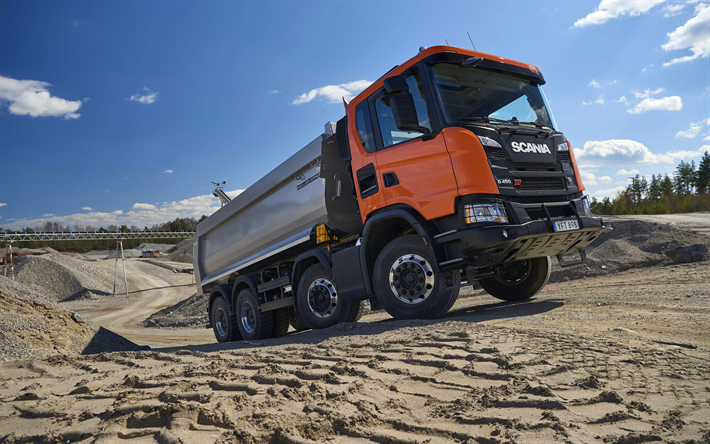 Scania G450 XT, 4k, 2017 truck, 8x4, tipper, trucks, Scania