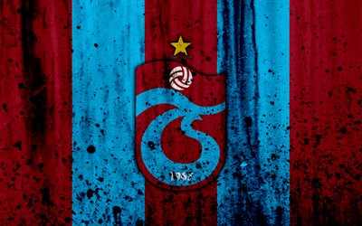 FC Trabzonspor, 4k, Super Lig, logo, Turkki, jalkapallo, football club, grunge, Trabzonspor, art, kivi rakenne, Trabzonspor FC