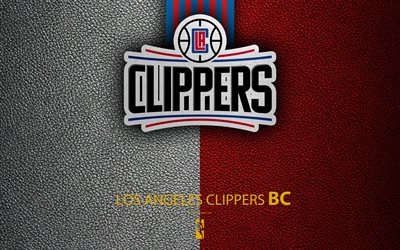 De Los Angeles Clippers, 4K, el logotipo, el club de baloncesto, la NBA, el baloncesto, LA Clippers emblema, de textura de cuero, Asociaci&#243;n Nacional de Baloncesto de Los &#193;ngeles, California, estados UNIDOS, de la Divisi&#243;n del Pac&#237;fico