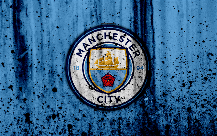 Download Wallpapers Fc Manchester City 4k Premier League New Logo England Soccer Football Club Man City Grunge Manchester City Art Stone Texture Manchester City Fc For Desktop Free Pictures For Desktop Free