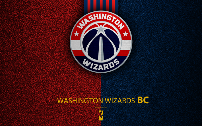Wizards de Washington, 4k, logo, club de basket-ball, NBA, basket-ball, de l&#39;embl&#232;me, du cuir &#224; la texture, de la National Basketball Association, Washington, USA, etats-unis, au Sud-est de la Division, de Conf&#233;rence est