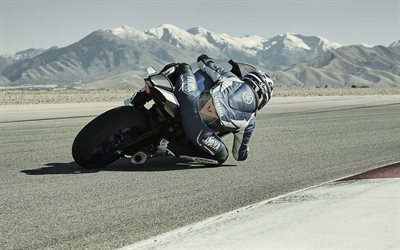 Yamaha YZF-R1, 2018, 4k, sports bike, racing track, turn, Japanese motorcycles, Yamaha