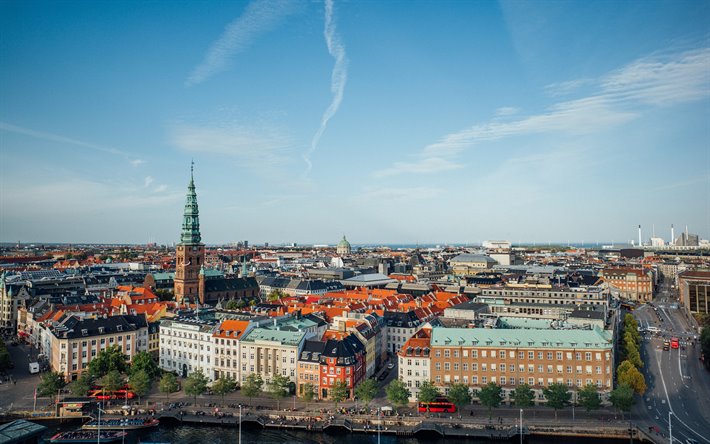 Copenhague, paisaje urbano, casas, lugar de inter&#233;s, los viajes en Copenhague, Dinamarca