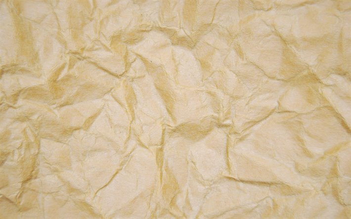 jaune texture du papier, 4k, jaune papier froiss&#233;, macro, papier jaune, vintage texture, papier froiss&#233;, des textures de papier, jaune milieux