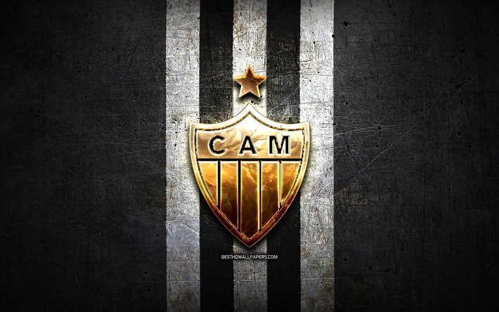 Download wallpapers Atletico Mineiro FC, golden logo, Serie A, black